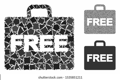 Free accounting case mosaic of rough elements in variable sizes and shades, based on free accounting case icon. Vector humpy elements are combined into mosaic.