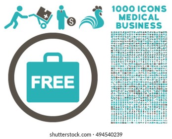 Free Accounting icon with 1000 medical business grey and cyan vector pictographs. Set style is flat bicolor symbols, white background.