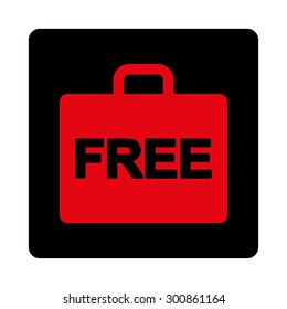 Free accounting icon. Vector style is intensive red and black colors, flat rounded square button on a white background.