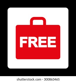 Free accounting icon. Vector style is red and white colors, flat rounded square button on a black background.