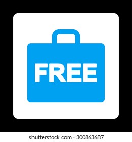Free accounting icon. Vector style is blue and white colors, flat rounded square button on a black background.