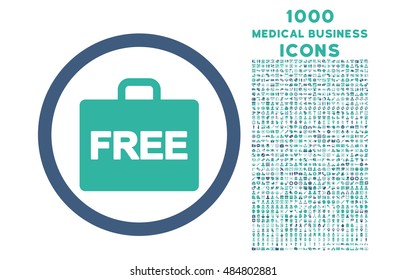 Free Accounting rounded vector bicolor icon with 1000 medical business icons. Set style is flat pictograms, cobalt and cyan colors, white background.