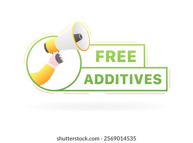 Free additives message icon. Megaphone icon. Flat style. Vector icon.