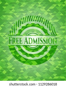 Free Admission green mosaic emblem