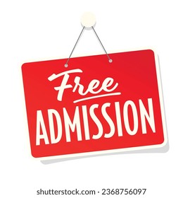 Free admission on door sign