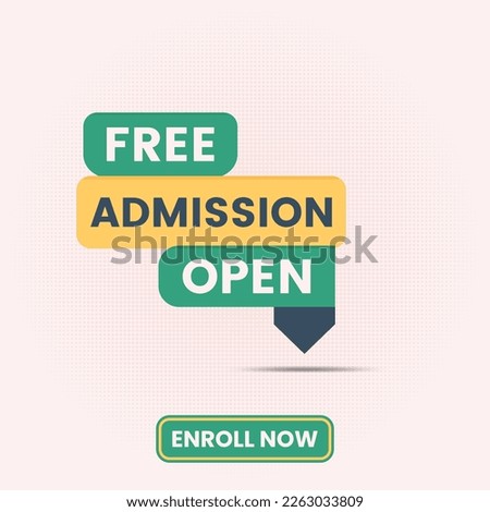 free admission open flat vector text for social media post template