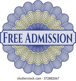 Free Admission written inside abstract linear rosette