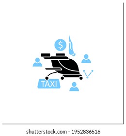 Free air taxi glyph icon. Modern technologies. Future. Available Services.Digital transformation concept.Filled flat sign. Isolated silhouette vector illustration