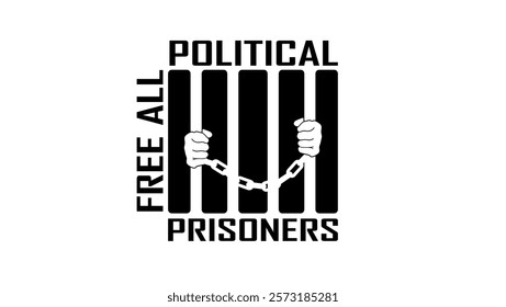 free all political prisoners, black isolated silhouette