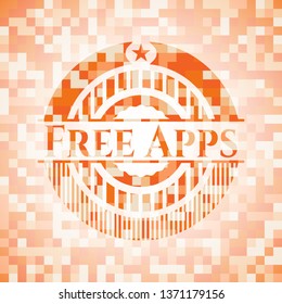 Free Apps abstract emblem, orange mosaic background