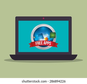 free apps design over green background, vector illustration