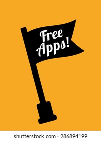 free apps design over orange background, vector illustration