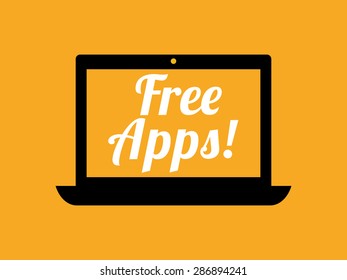 free apps design over orange background, vector illustration