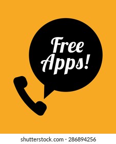 free apps design over orange background, vector illustration