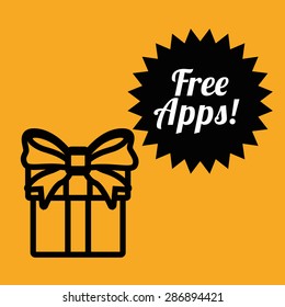 free apps design over orange background, vector illustration