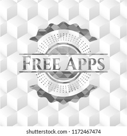 Free Apps grey badge with geometric cube white background