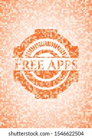 Free Apps orange mosaic emblem. Vector Illustration. Detailed.