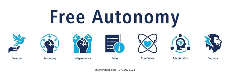Conceito de vetor de ícone de autonomia livre ilustrando liberdade, independência, autonomia, renovação, valores e autodireção.