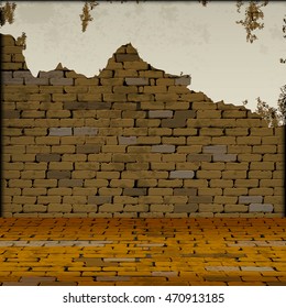 Free background brick wall with the floor in the future. You can use any text or image as a frame.