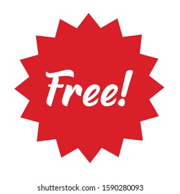 Free! badge banner. Attention grabber design element. Star label for marketing offer.