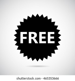 Free badge on gray background. Vector art.