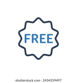 Free Badge Promotion Icon vector. Free Label Icon Badge vector flat style
