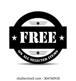Free. Free Badge. Free stamp. Free Tag. Free Button. Free sticker. Free banner. Badge with shadow. Silhouette. Vector Illustration. EPS10