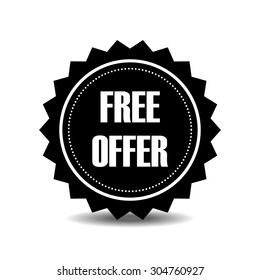 Free. Free Badge. Free stamp. Free Tag. Free Button. Free sticker. Free banner. Badge with shadow. Silhouette. Vector Illustration. EPS10