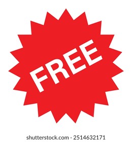 Free badge sticker label vector icon. Red color. Starburst shape. Special offer promotion template element.