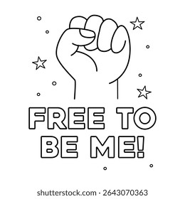 "Free to Be Me" Coloring Page for Kids: Empowering Doodle Activity
