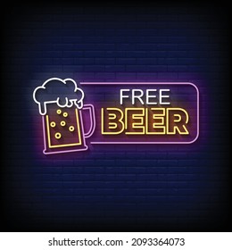 Free Beer Neon Signs Style Text Vector