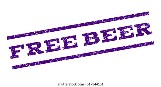 Free Beer watermark stamp. Text tag between parallel lines with grunge design style. Rubber seal stamp with dust texture. Vector indigo blue color ink imprint on a white background.