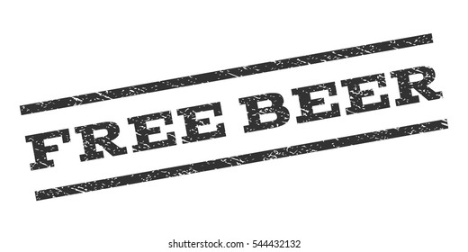 Free Beer watermark stamp. Text tag between parallel lines with grunge design style. Rubber seal stamp with scratched texture. Vector gray color ink imprint on a white background.
