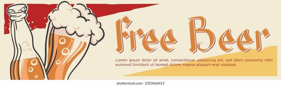free beer web banner template. promotional banner template vector