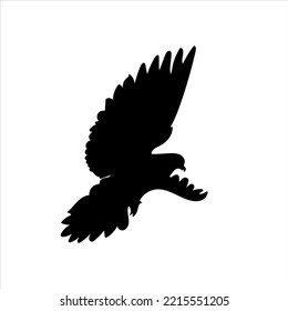 A free bird flying in silhouette stock illustration on white background