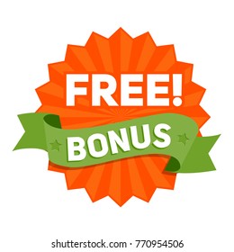 Free Bonus Badge with Ribbon. Vector illustration