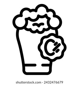 Vector libre del contorno del icono de la taza de cerveza. Bebida refrescante de la cervecería. Bebida brebaje