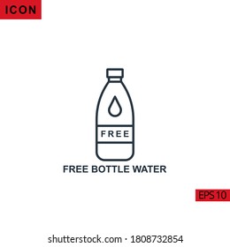 Free bottle water vector icon on white background. Illustration line icon for graphic, print media interfaces and web design.
