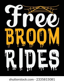 Free Broom Rides Halloween T-shirt Print Template 