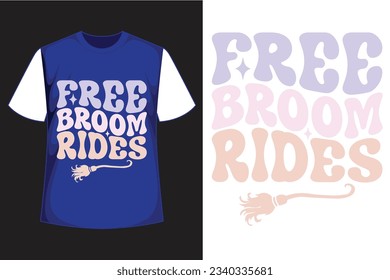 free broom rides retro t shirt design