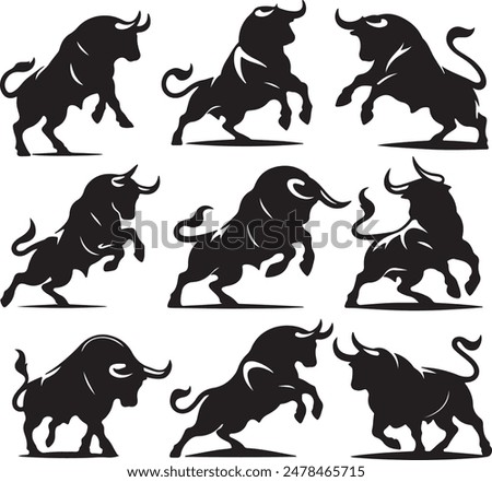 Free Bull Silhouette Vector Icons - Spanish Fighting Bull Poses Collection