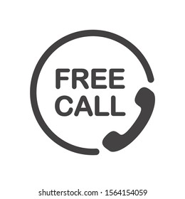 Free call icon. Attendance number symbol. Black sign on white background.