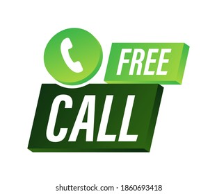 Free call. Information technology. Telephone icon. Customer service. Vector stock illustration.