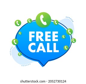 Free call. Information technology. Telephone icon. Customer service. Vector stock illustration.