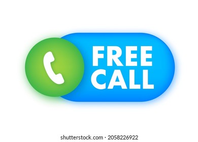 Free call. Information technology. Telephone icon. Customer service. Vector stock illustration