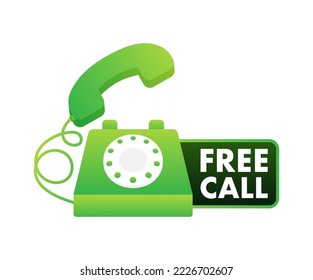 Free call. Information technology. Telephone icon. Customer service. Vector stock illustration.