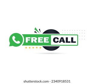 Free call. Information technology. Telephone icon. Customer service. Free Call label button with phone emblem on message bubble. Logo design 