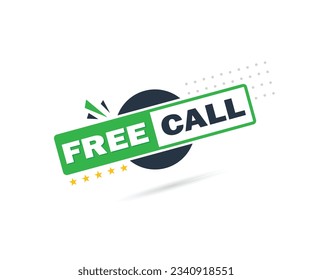 Free call. Information technology. Telephone icon. Customer service. Free Call label button with phone emblem on message bubble 