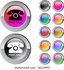 Botones web redondeados multicolores de llamada libre.