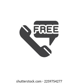 Free call vector icon. filled flat sign for mobile concept and web design. Free phone call glyph icon. Symbol, logo illustration. Vector graphics